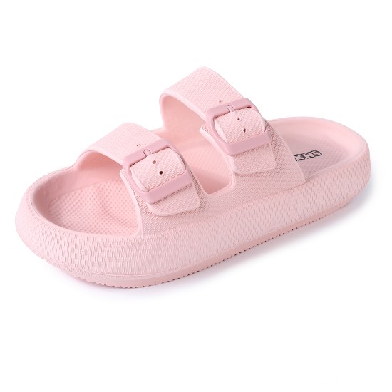 Pillow Slides for Women Thick Sole Adjustable Double Buckle EVA Cloud Sandals Indoor&Outdoor