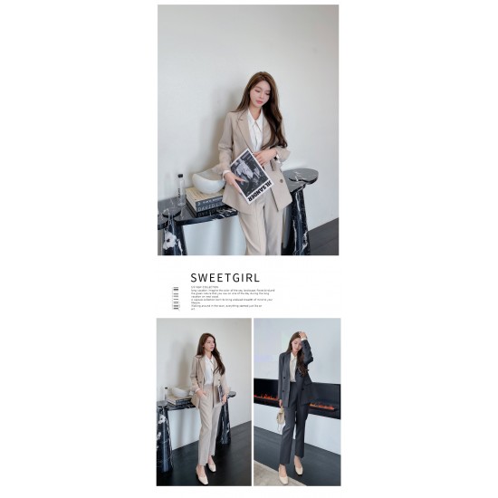 Office Lady Women Two Pieces Suits Slim 2022 Spring Formal Work Wear Fashion Streetwear New Solid Sets